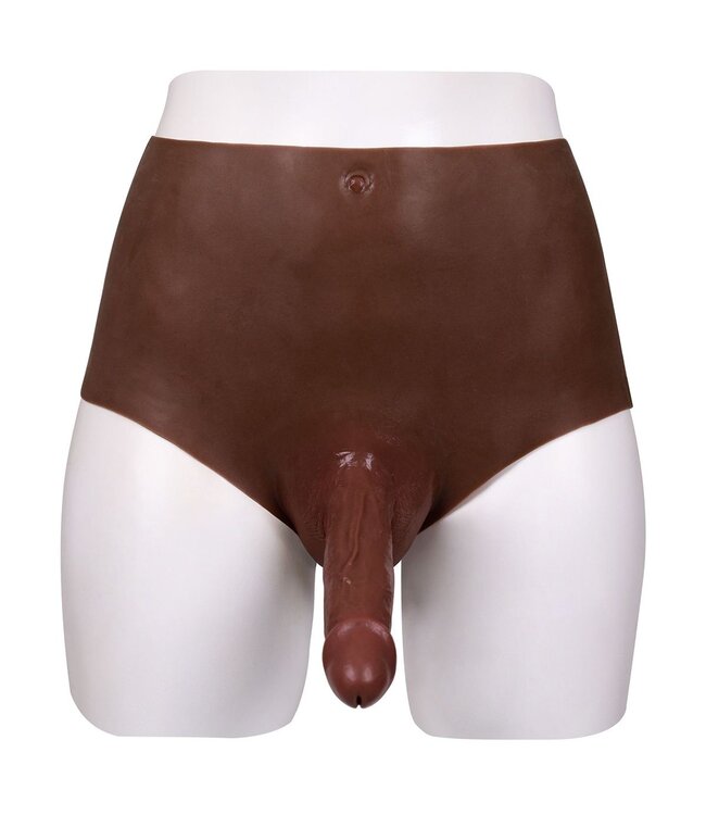 XX-DreamsToys Ultra Realistic Silicone Penis M - Dark with Navel Simulation