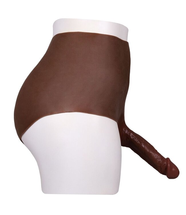 XX-DreamsToys Siliconen Realistische Penis Maat M Donker Met Navelimitatie 27cm 4cm Diameter