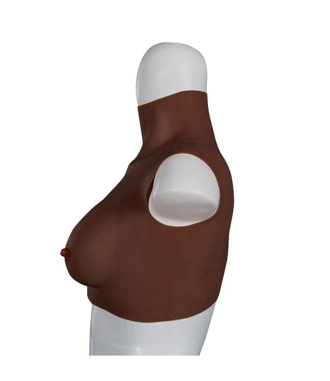 XX-DreamsToys Silicone Borstprothese D-Cup Maat M Donker Met Realistische Tepelhof