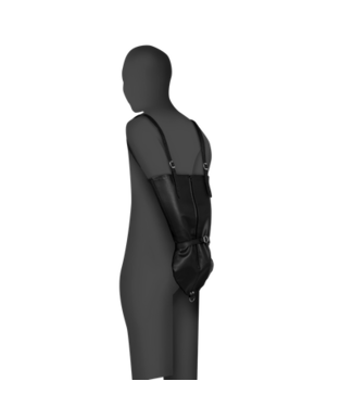Ouch! Xtreme Verstellbarer schwarzer PU-Armbinder mit Reißverschluss für BDSM-Genuss
