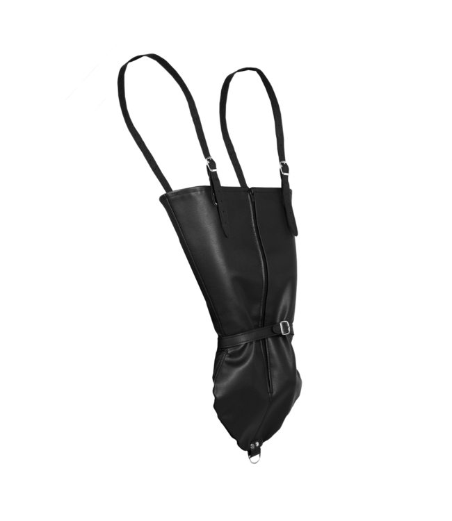 Ouch! Xtreme Verstelbare Zwarte PU Armbinder Met Ritsluiting, Slot En D-Ring