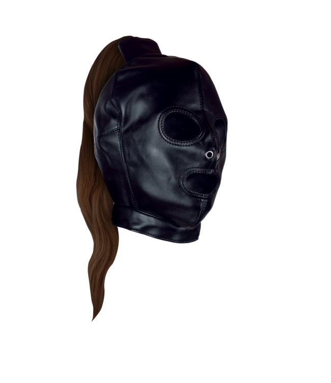 Ouch! Xtreme Gezichtsmasker Met Bruine Paardenstaart Pruik En Verstelbare Vetersluiting