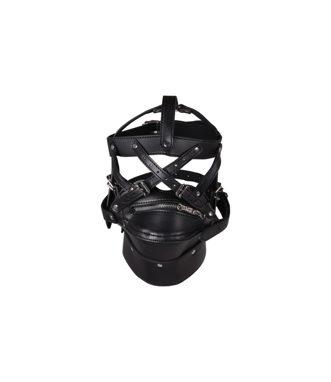 Ouch! Xtreme Leren Hoofdharnas Met Ritsmond Sluiting En Slot Voor Bdsm Controle