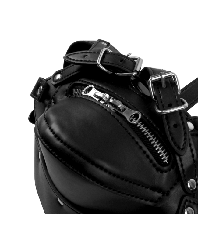 Ouch! Xtreme Leren Hoofdharnas Met Ritsmond Sluiting En Slot Voor Bdsm Controle