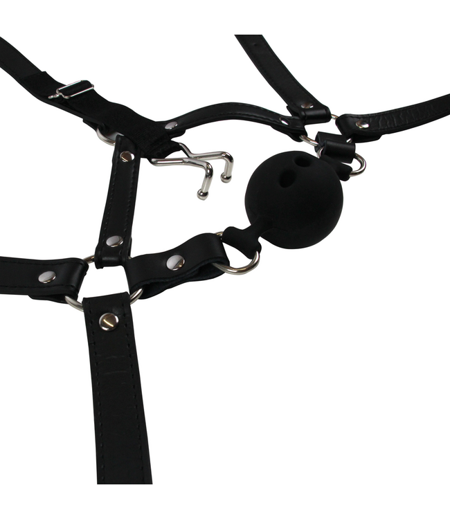 Ouch! Xtreme Hoofdharnas Met Ademend Ball Gag En Verstelbare Neushaken Voor BDSM