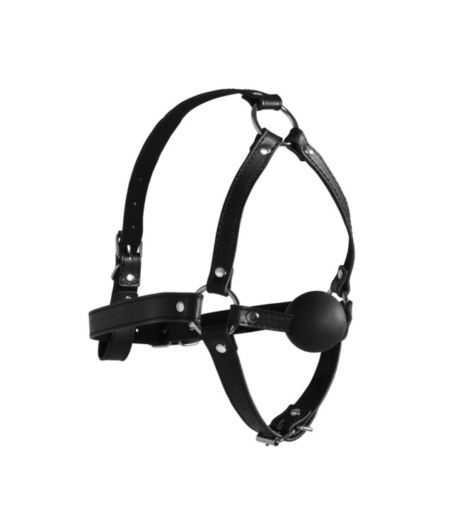 Ouch! Xtreme Stabiles Kopfgeschirr mit Ballknebel – Komfortable BDSM-Ausrüstung für Spiele