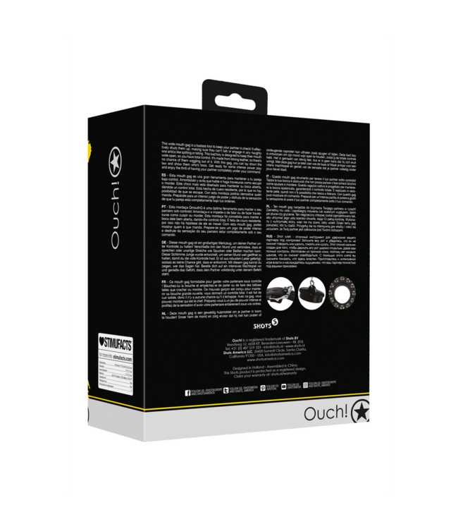 Ouch! Xtreme Leren Open Mondknevel Met Plugstopper Voor Volledige Controle