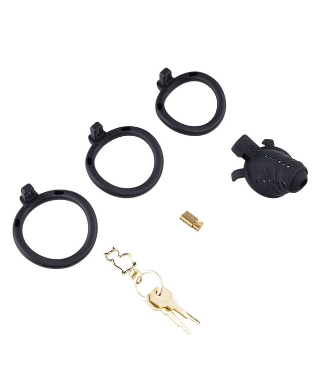 Sevanda Sevanda Chastity Cage Kort Zwart ABS Met Koper Ringmaat 4.5-5.5 cm