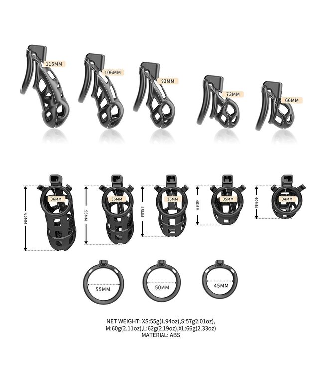 Sevanda Sevanda Rattlesnake Short Chastity Cage - Durable ABS, 5 Sizes