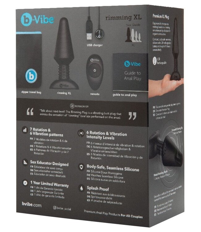 B-Vibe Rimming XL Plug - Premium 16 cm Anal Vibrator for Ultimate Pleasure