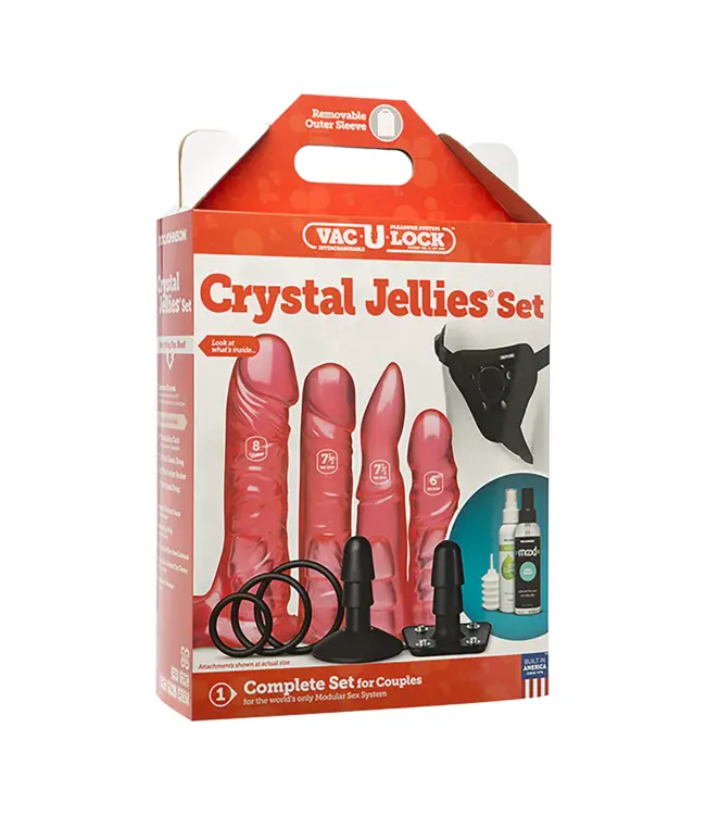 Doc Johnson Doc Johnson Vac-U-Lock Transparante Jellies Set Met Vier Speeltjes En Harnas