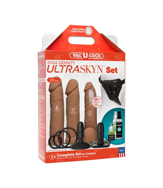 Doc Johnson Doc Johnson Vac-U-Lock ULTRASKYN Strap-On Set Met Dual Density Opzetstukken 20,6 cm