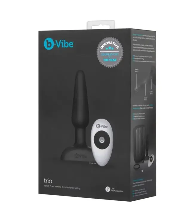 B-Vibe B-Vibe Trio Plug Met 3 Motoren, 8 Vibratiemodi En Draadloze Afstandsbediening