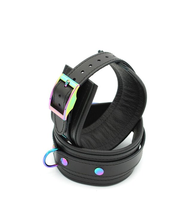 Kiotos Stylish Black Rainbow Leather Ankle Cuffs - Durable & Comfortable