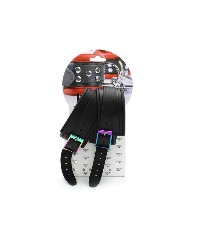 Kiotos Stylish Black Rainbow Leather Ankle Cuffs - Durable & Comfortable