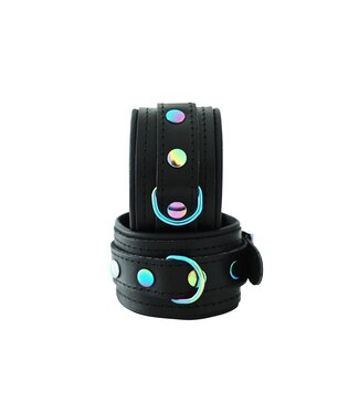Kiotos Black Rainbow Leather Handcuffs: Stylish, Comfortable, and Durable