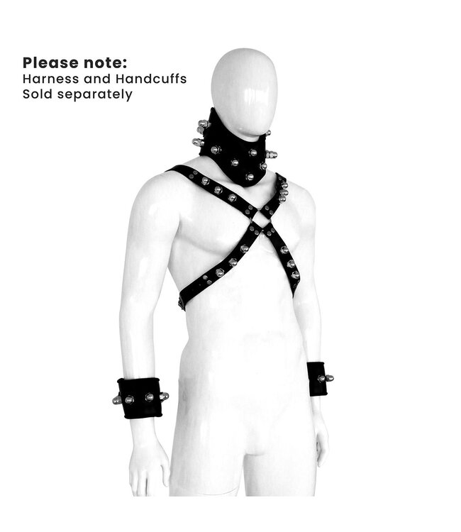 Kiotos Verstelbare Lederen Halsband Met Comfortpadding En Metalen Spikes