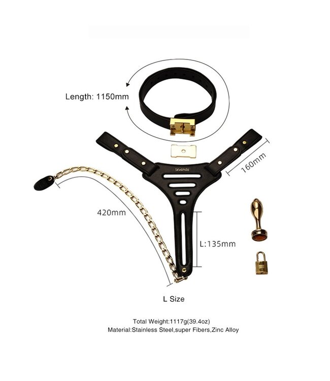 Sevanda Sevanda Beg Gold & Black Chastity Trousers with Gemstone Plug
