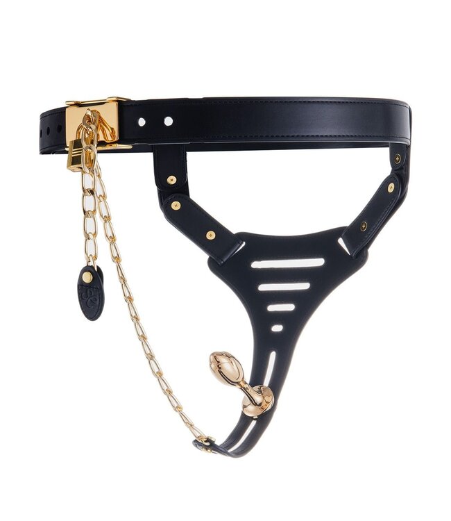 Sevanda Sevanda Beg Keuschheitsgürtel Gold/Schwarz mit Edelstein-Plug S/L