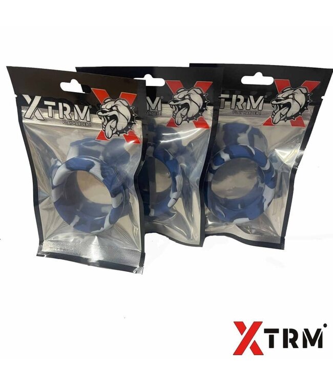 XTRM Siliconen Cockring Blue Camo Flexibel Met Perfecte Pasvorm 42-50mm