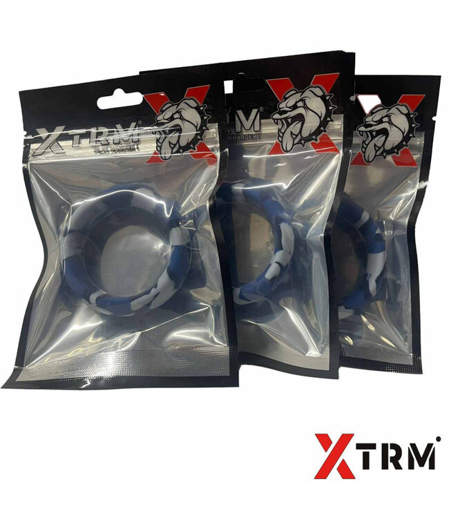 XTRM Siliconen Cockring Blue Camo Flexibel Met Perfecte Pasvorm 42-50mm