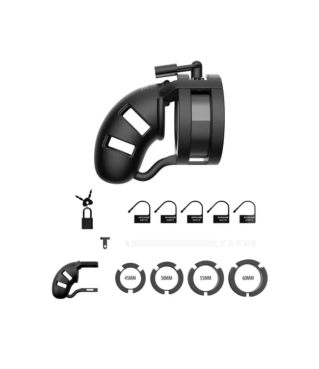 ManCage Ultimate Control Chastity Cage V18 with Ball Splitter - Black Adventure