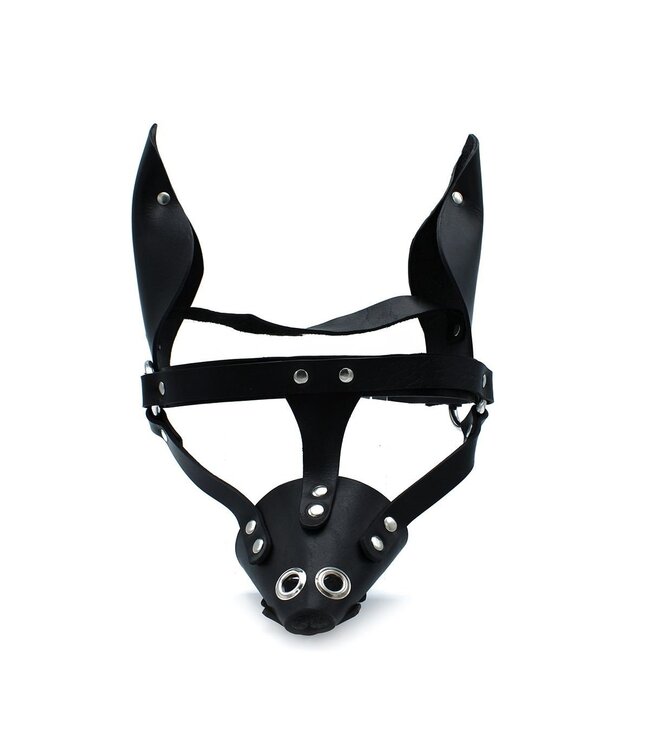 Kiotos Leather Leder-Hundemaske Schwarz mit Realistischen Details für Rollenspiele