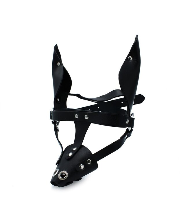 Kiotos Leather Leder-Hundemaske Schwarz mit Realistischen Details für Rollenspiele
