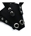 Kiotos Leather Zwart Leren Hondenmasker Met Verstelbare Bandjes En Realistische Details