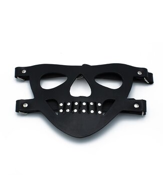 Kiotos Leather Zwart Leren Gezichtsmasker Met Verstelbare Banden Voor Comfort En Duurzaamheid