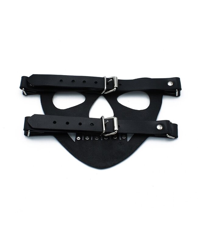 Kiotos Leather Zwart Leren Gezichtsmasker Met Verstelbare Banden Voor Comfort En Duurzaamheid