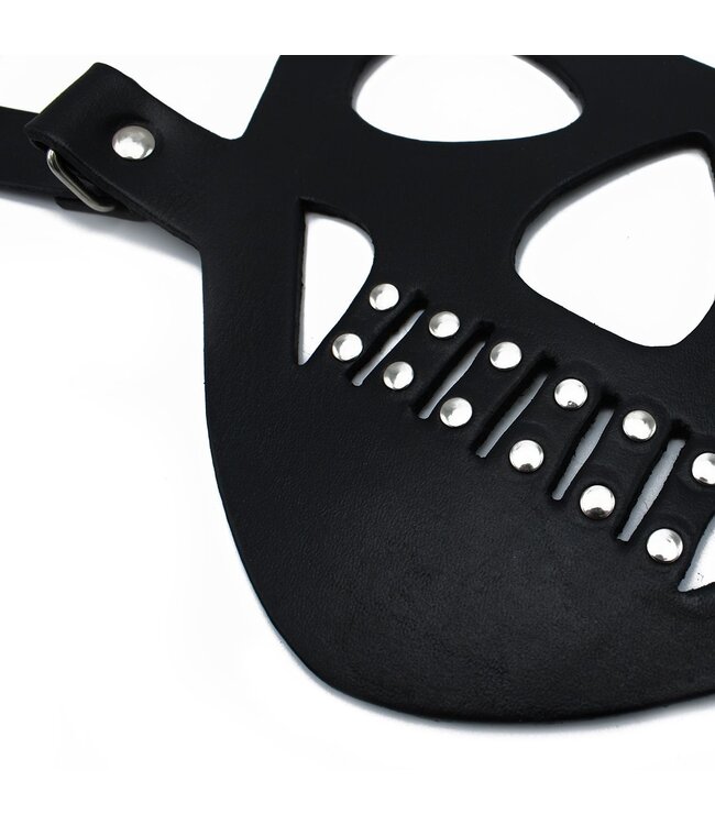 Kiotos Leather Zwart Leren Gezichtsmasker Met Verstelbare Banden Voor Comfort En Duurzaamheid