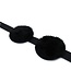 Kiotos Leather Luxurious Black Leather Blindfold with Adjustable Fur Patches