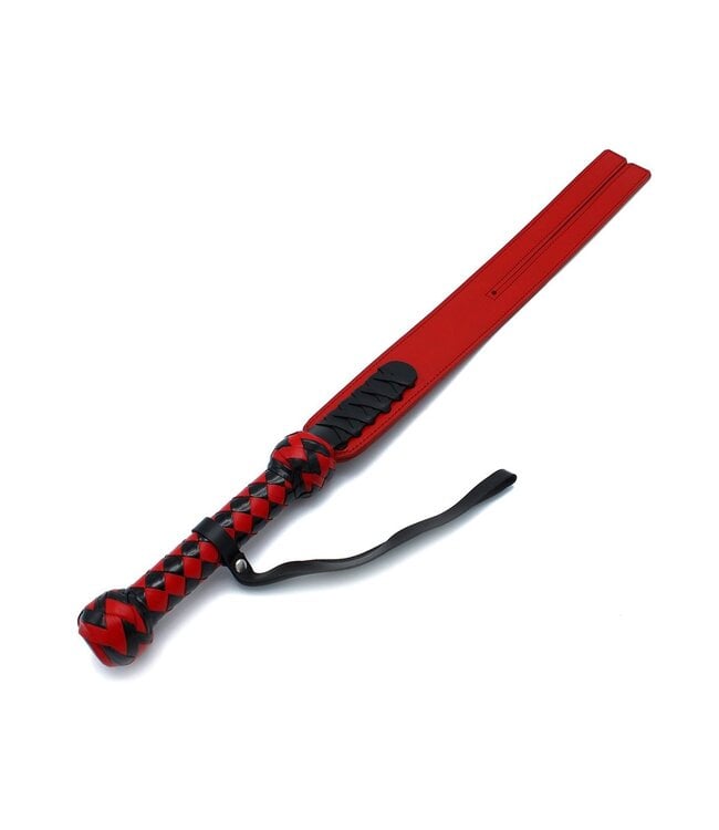 Kiotos Leather Black-Red Leather Y-Paddle Whip for Bold BDSM Play - 62 cm