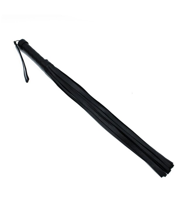 Kiotos Leather Eleganter 66 cm schwarzer Leder-Flogger mit geflochtenem Griff für Spielspaß