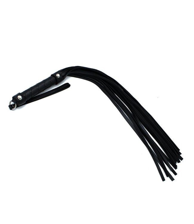 Kiotos Leather 66 cm Black Leather Flogger with Braided Handle for Sensory Play