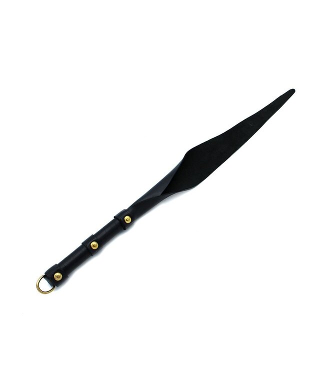 Kiotos Leather Elegant Black Leather Whip with Gold D-Ring - 71 cm for Impact Play