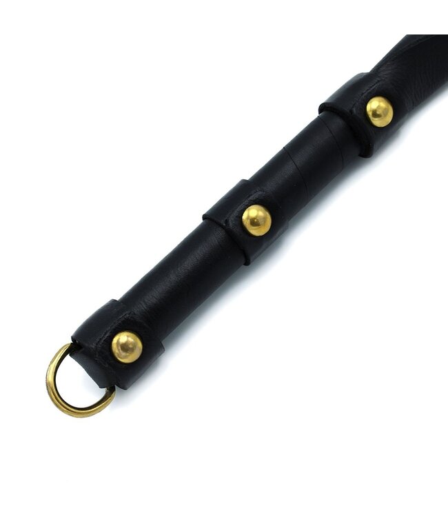 Kiotos Leather Elegant Black Leather Whip with Gold D-Ring - 71 cm for Impact Play