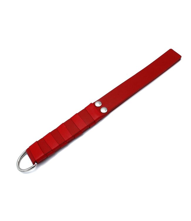 Kiotos Leather Rode Leren Paddle Met Goudkleurige D-Ringgreep En Compacte 39,5 Cm Lengte
