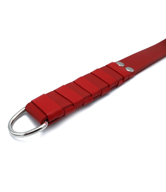 Kiotos Leather Rode Leren Paddle Met Goudkleurige D-Ringgreep En Compacte 39,5 Cm Lengte