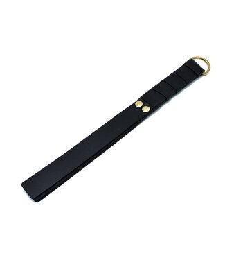 Kiotos Leather Zwarte Leren Paddle Met Goudkleurige D-Ringgreep, 39,5 cm Duurzaam Model