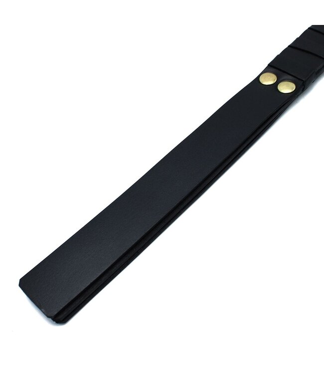 Kiotos Leather Zwarte Leren Paddle Met Goudkleurige D-Ringgreep, 39,5 cm Duurzaam Model
