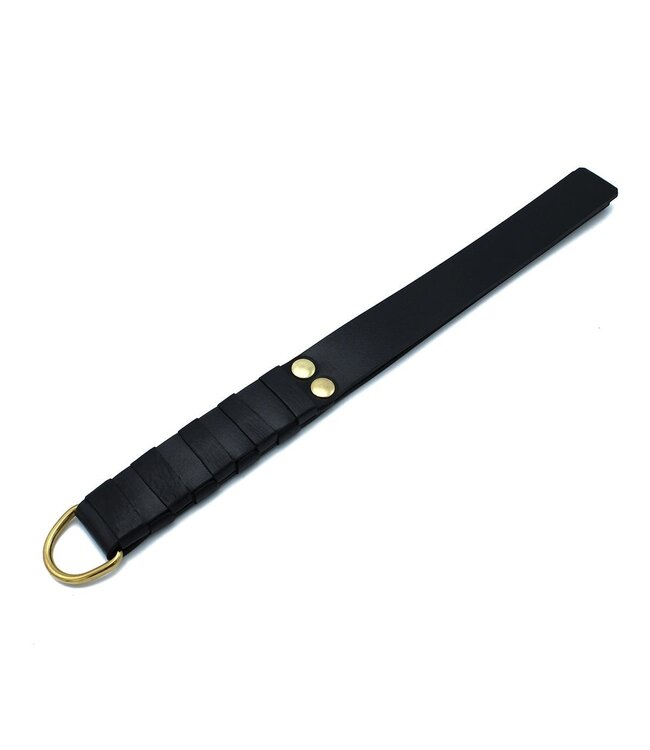 Kiotos Leather Elegantes Lederpaddel in Schwarz mit goldfarbenem D-Ring – 39,5 cm
