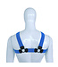 Elastisch Borstharnas Met Leer Support Blauw S/M Voor Comfort