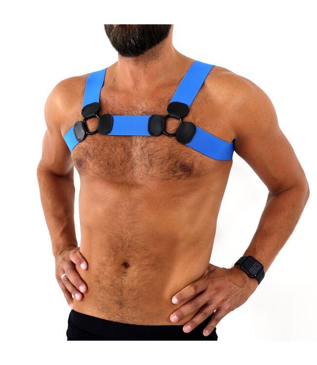 Elastisch Borstharnas Met Lederen Details En Verstelbare Pasvorm Blauw L/XL