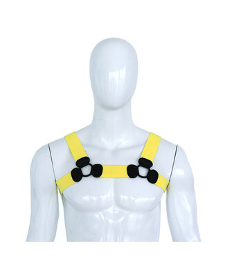 Yellow S/M Elastic Chest Harness - Stylish, Comfortable, Adjustable Fit