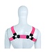 Stylish Adjustable Pink Chest Harness S/M with Leather Accents