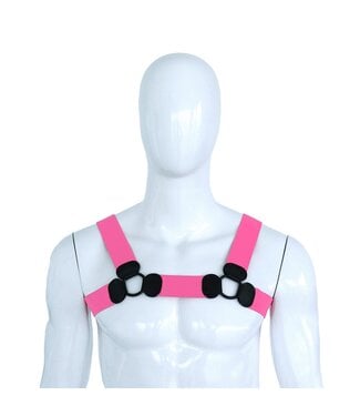 Verstelbaar Roze Elastisch Borstharnas L/XL Met Lederaccenten