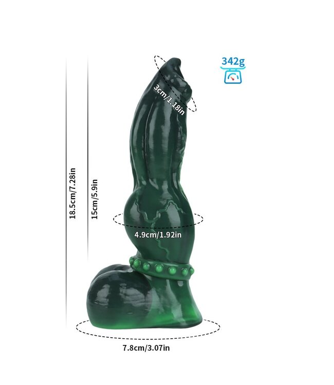 Giant Space Intruders Emerald Excitement Dildo 18,5 cm – Premium Platinasilicone Groen
