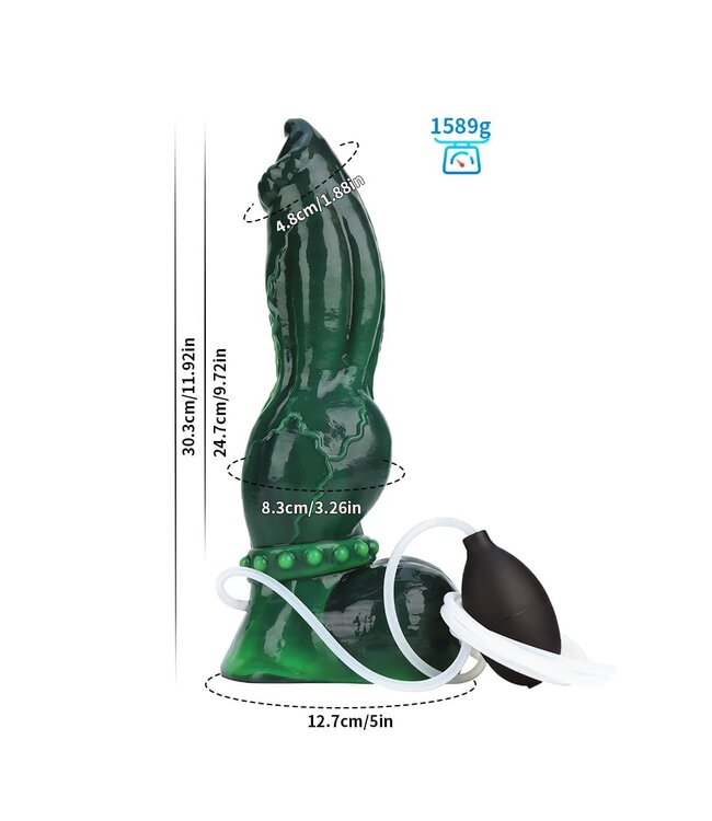 Giant Space Intruders Emerald Excitement Squirting Dildo 30,3 cm – Premium Platinasilicone